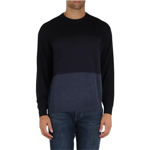 Woll-Crewneck-Pullover mit Farbblock , Herren, Größe: 2XL - Emporio Armani - Modalova