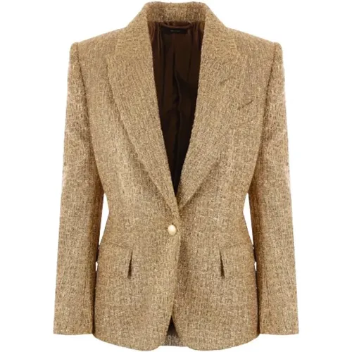 Gold Tweed Single-Breasted Jacket , female, Sizes: S - Tom Ford - Modalova