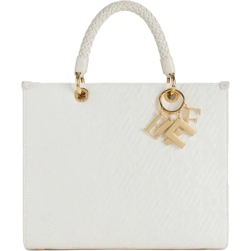 Weiße Shopper-Tasche mit Goldenen Charms , Damen, Größe: ONE Size - Elisabetta Franchi - Modalova