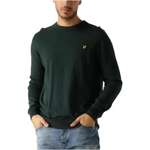 Baumwoll-Merino-Rundhalspullover,Dunkelgrauer Baumwoll-Merino-Rundhalspullover,Baumwolle Merino Rundhals Pullover Blau,Grüner Cotton Merino Crew Neck - Lyle & Scott - Modalova