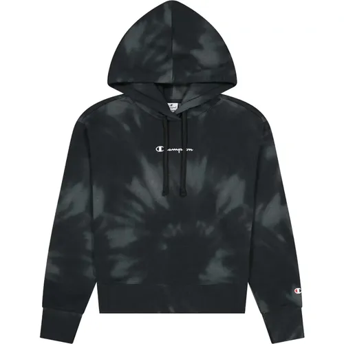 Tie-Dye Print Cropped Hoodie , Damen, Größe: M - Champion - Modalova