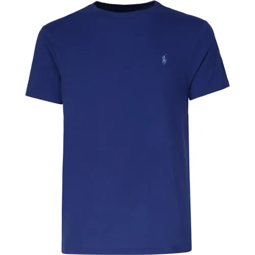 Blaues Baumwoll-T-Shirt mit Polo Pony Muster , Herren, Größe: M - Polo Ralph Lauren - Modalova