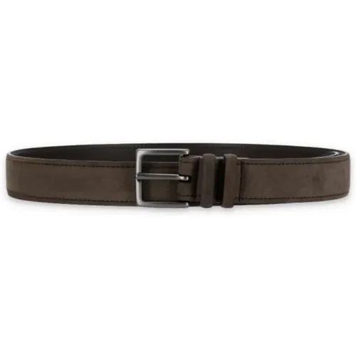 Belts, male, , Size: 115 CM Suede Leather Belt with Metal Buckle - Orciani - Modalova