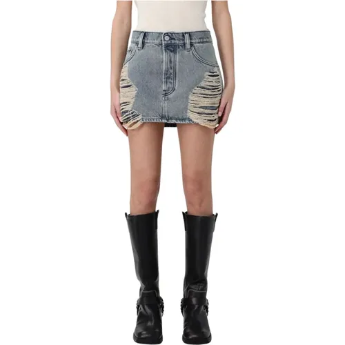 Denim Skirts, female, , Size: M Distressed Denim Mini Skirt - Acne Studios - Modalova