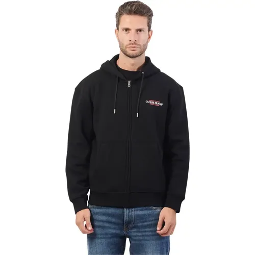 Schwarzer Hoodie Mit Reißverschluss - Guess - Modalova