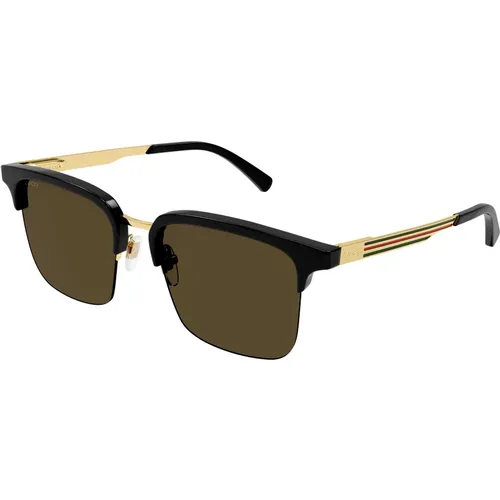 Schwarze/braune Sonnenbrille Gg1226S , Herren, Größe: 53 MM - Gucci - Modalova