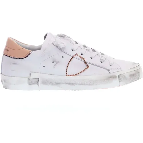 Elegante weiße Ledersneakers - Damenmode , Damen, Größe: 35 EU - Philippe Model - Modalova