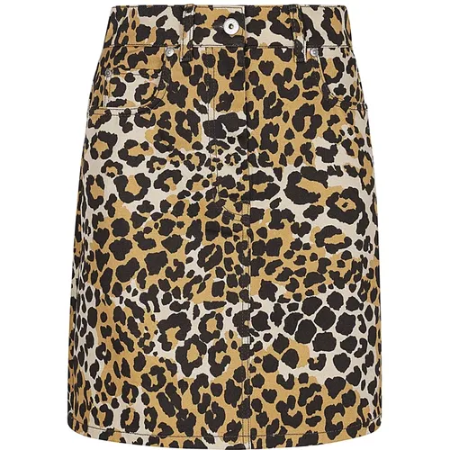 Short Skirts, female, , Size: 2XS Leopard Print Cotton Mini Skirt - Max Mara Weekend - Modalova