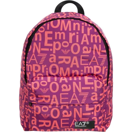 Logo Pattern Multicolour Zip Backpack , female, Sizes: ONE SIZE - Emporio Armani EA7 - Modalova