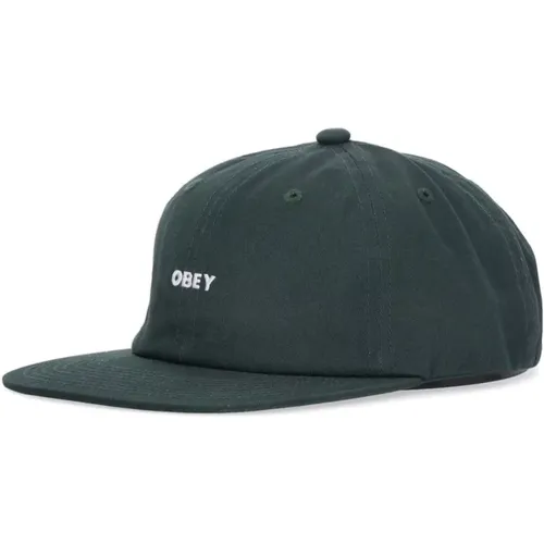 Caps, male, , Size: ONE SIZE Flat Visor Cap Bold Twill Strapback - Obey - Modalova