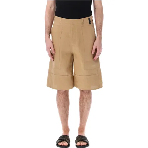 Canvas Bermudas Workwear Patch Shorts , male, Sizes: M, L - Fendi - Modalova