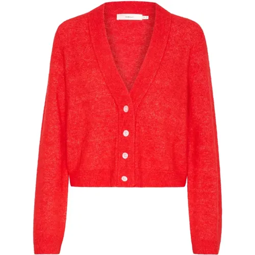 Cardigans, female, , Size: XS Soft Knit Cardigan Scarlet - InWear - Modalova