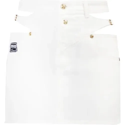 Weißer Denim-Rock mit Barockdetails - Versace Jeans Couture - Modalova