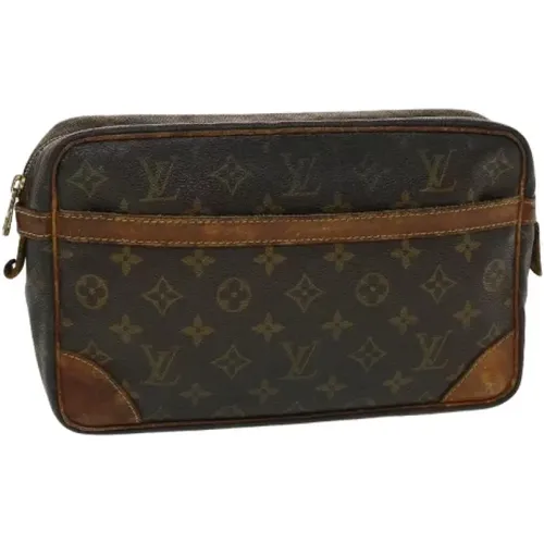 Pre-owned Brunt Lerret Louis Vuitton Compiegne Clutch Bag , female, Sizes: ONE SIZE - Louis Vuitton Vintage - Modalova