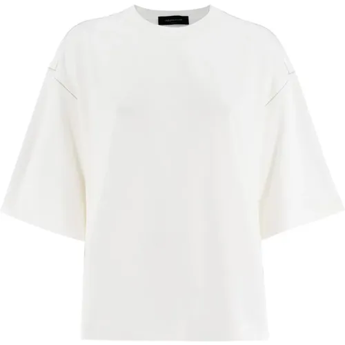 Elegantes T-Shirt mit Diamantstickerei , Damen, Größe: 2XS - Fabiana Filippi - Modalova