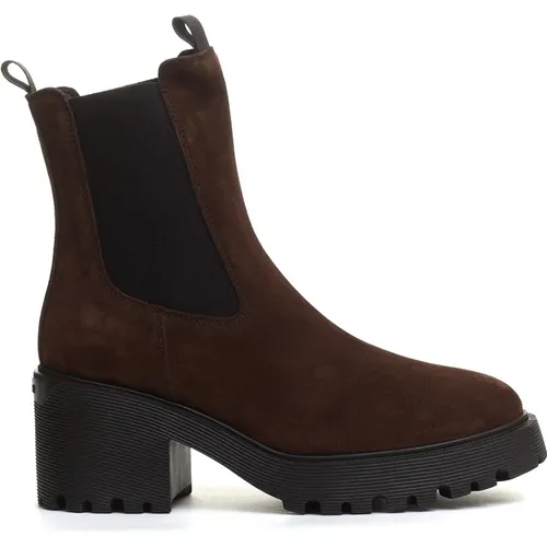 Braune Wildleder Stiefeletten Aw24 , Damen, Größe: 37 1/2 EU - Hogan - Modalova