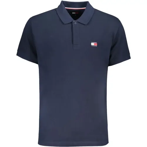 Blau Baumwoll-Poloshirt mit Logo , Herren, Größe: M - Tommy Hilfiger - Modalova