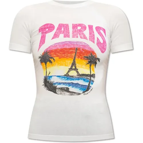 Bedrucktes T-Shirt , Damen, Größe: L - Balenciaga - Modalova