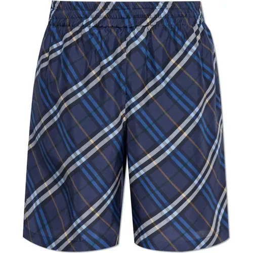 Casual Shorts, male, , Size: M Silk shorts with check pattern - Burberry - Modalova