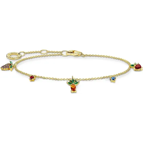 Bracelets, female, , Size: ONE SIZE Colorful Fruit Charm Bracelet Gold-Plated - Thomas Sabo - Modalova