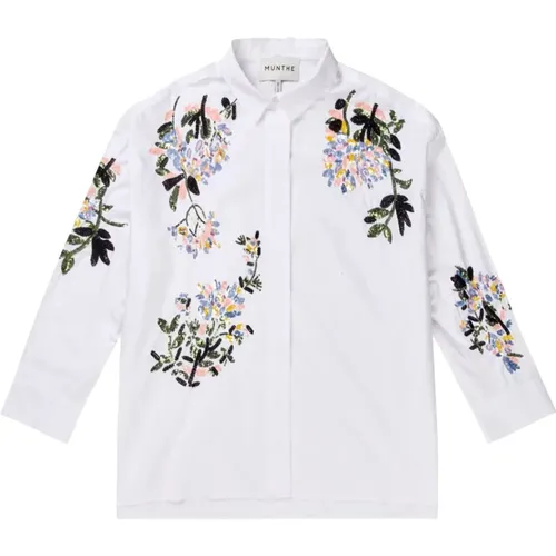 Shirts, female, , Size: 2XL Floral Embroidered Shirt - Munthe - Modalova