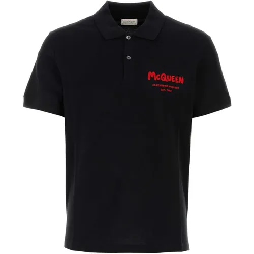 Schwarzes Piquet Polo Shirt , Herren, Größe: XL - alexander mcqueen - Modalova
