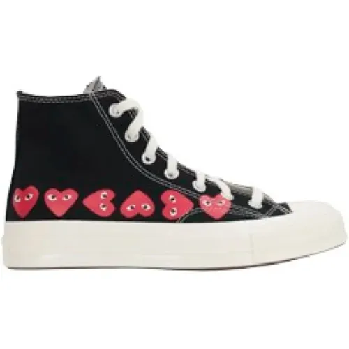 Sneakers, male, , Size: 9 1/2 US High-Top Canvas Sneakers - Comme des Garçons Play - Modalova