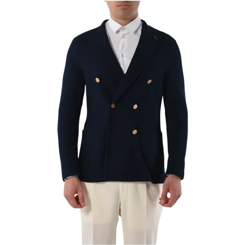 Double-breasted fabric jacket with details , male, Sizes: 2XL - Paoloni - Modalova