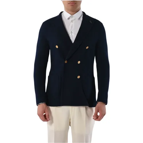Double-breasted fabric jacket with details , male, Sizes: L, 2XL, XL - Paoloni - Modalova