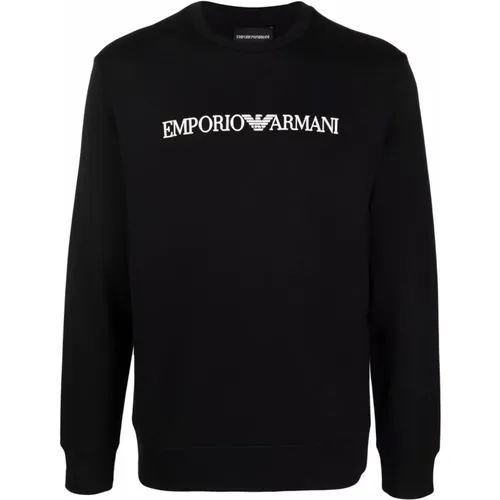 Logo-Print Crew-Neck Sweatshirt , male, Sizes: 3XL, XS, M, L, S, 2XL, XL - Emporio Armani - Modalova