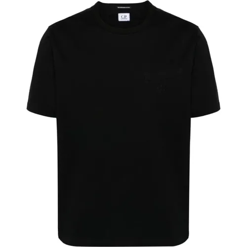 Schwarze T-Shirts und Polos aus Baumwoll-Jersey , Herren, Größe: M - C.P. Company - Modalova