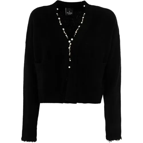 Damen Woll-Cardigan Schwarz Outlet , Damen, Größe: L - pinko - Modalova