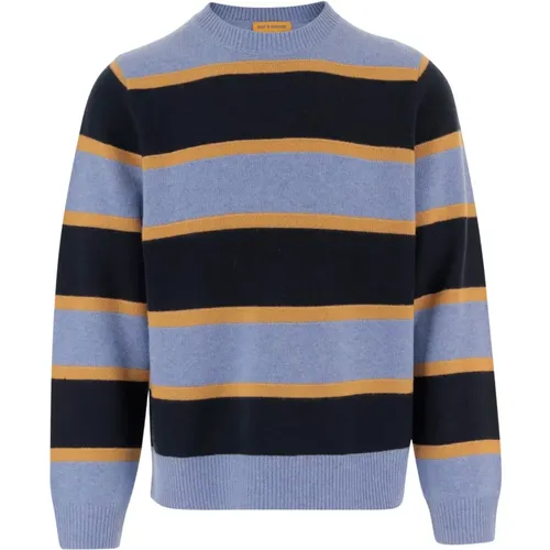 Cashmere Knitwear, male, , Size: L Striped Cashmere Crew Neck Sweater - Guest In Residence - Modalova