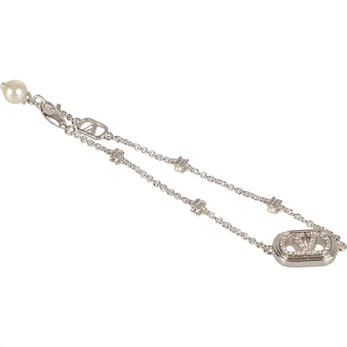Necklaces, female, , Size: S Pearl and Crystal Chain Necklace - Valentino Garavani - Modalova