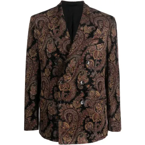 Blazers, male, , Size: M Paisley-Print Corduroy Blazer - ETRO - Modalova