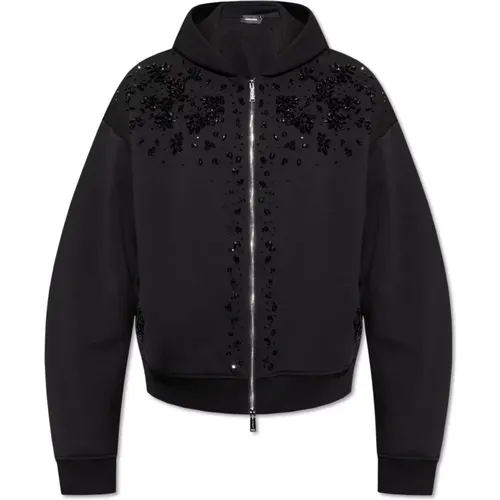 Zip-throughs, male, , Size: 2XL Sweatshirt with crystals - Dsquared2 - Modalova