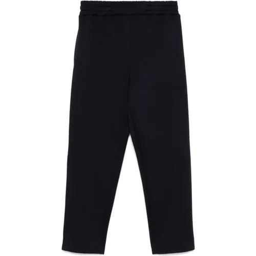 Straight Trousers, male, , Size: M Elasticated Waistband Trousers Midnight Blue - Peuterey - Modalova