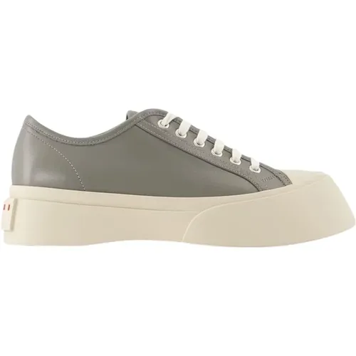 Sneakers, male, , Size: 7 US Grey Leather Sneakers with Thick Sole - Marni - Modalova