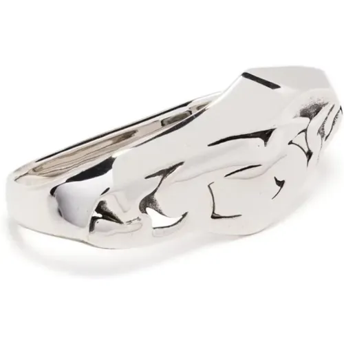 Molten Chain Double Ring , male, Sizes: S - alexander mcqueen - Modalova