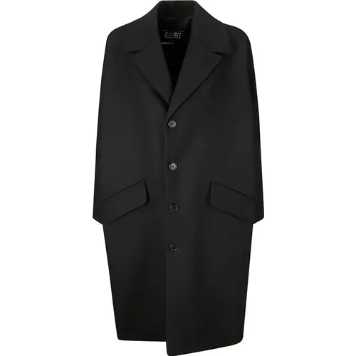 Single-Breasted Coats, female, , Size: XS Classic Single-Breasted Coat with Lapels - MM6 Maison Margiela - Modalova