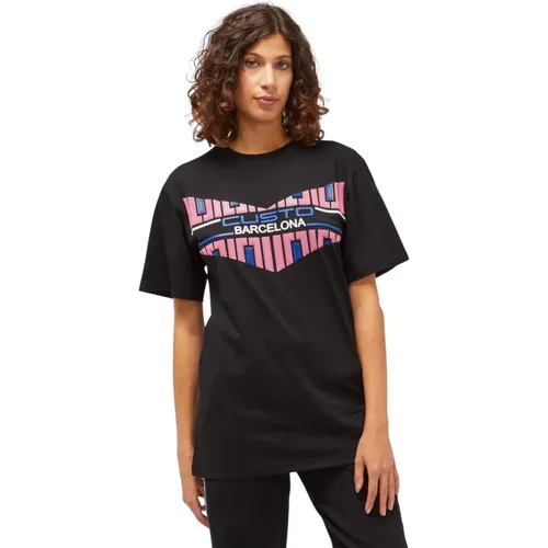 Schwarzes Baumwoll-T-Shirt mit Frontdruck - Custo Barcelona - Modalova