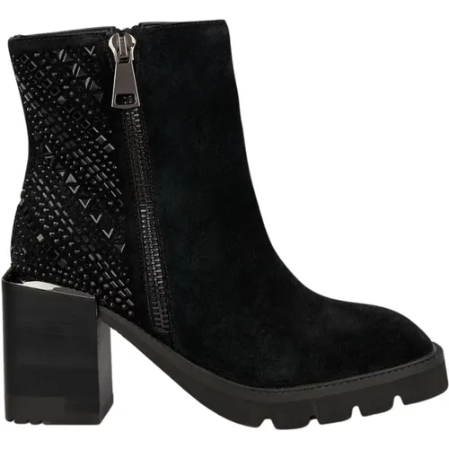 Womens Leather Ankle Boots with Embellished Detail , female, Sizes: 2 UK, 6 UK, 3 UK, 4 UK - Alma en Pena - Modalova