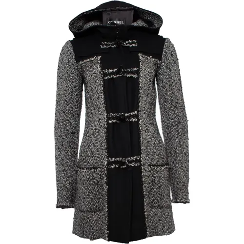 Pre-owned Coats, female, , Size: XS Pre-owned tweed hooded monty coat - Chanel Vintage - Modalova