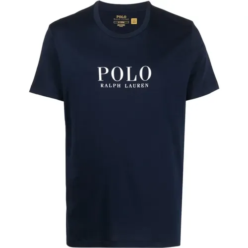 Blaue T-Shirts und Polos S/S Crew-Sleep-Top , Herren, Größe: L - Polo Ralph Lauren - Modalova