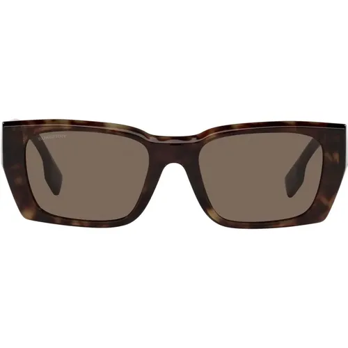 Irregular Shape Sunglasses in Havana with Dark Lenses , female, Sizes: 53 MM - Burberry - Modalova