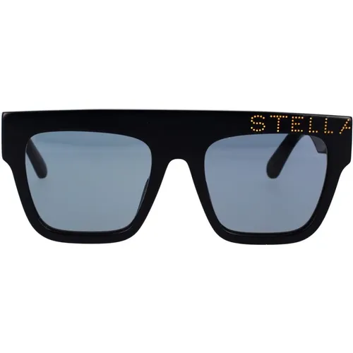 Sunglasses, unisex, , Size: 51 MM Square Bio-Acetate Sunglasses with Dark Blue Lenses - Stella Mccartney - Modalova