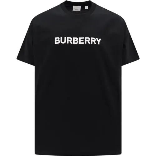 Schwarzes Crew-neck T-Shirt Kurzarm , Herren, Größe: L - Burberry - Modalova