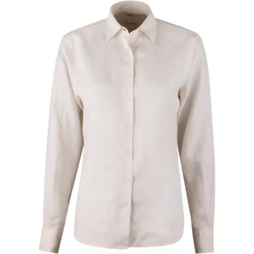 Shirts, female, , Size: L Linen Oversized Shirt with Pearl Buttons - Stenströms - Modalova