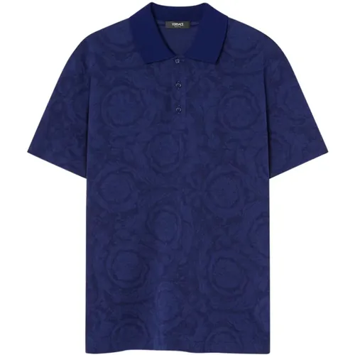 Polo Shirts, male, , Size: 3XL Barocco Print Polo Shirt - Versace - Modalova