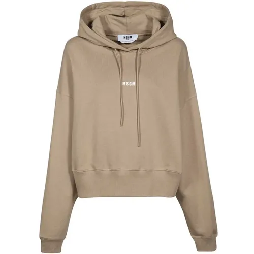 Baumwoll-Hoodie mit Logo-Print , Damen, Größe: M - MSGM - Modalova